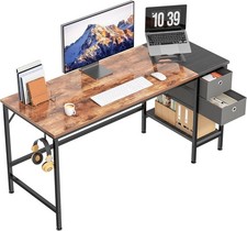 Home Office Desk 140cm Writing Desk Modern Computer Workstation with 2 Drawers