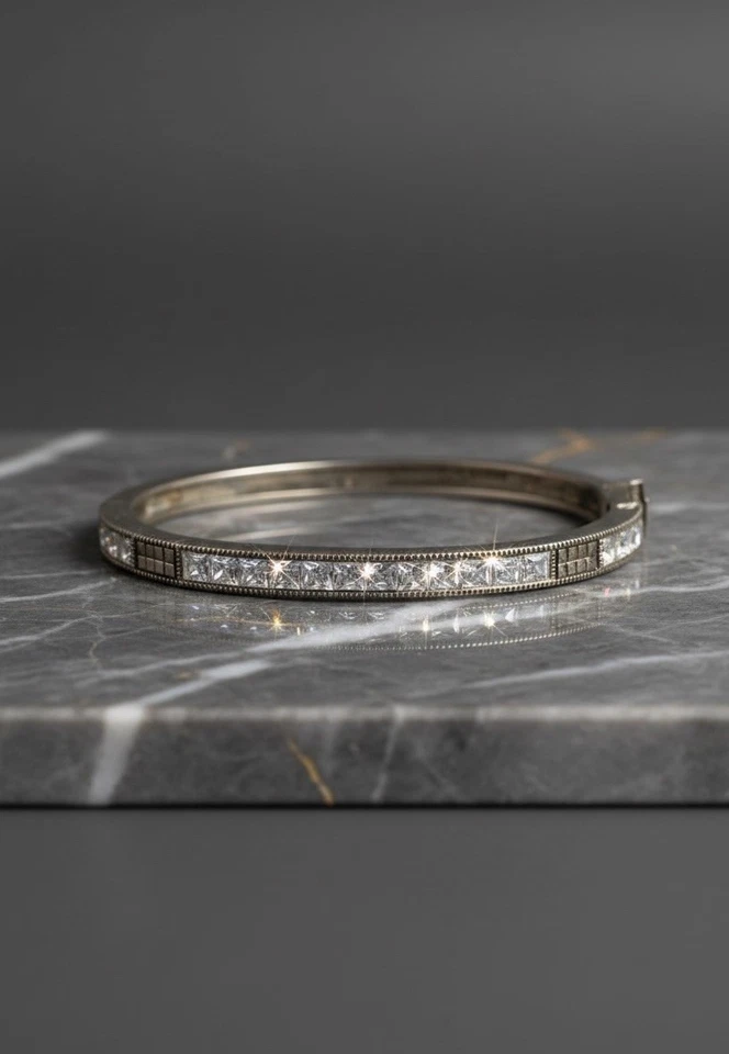 Brazalete con bisagras Judith Jack de plata esterlina circonita cúbica y marcasita Foto 3 de 4