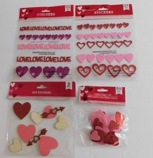 3 PKS HEART STICKERS  1 PK GLITTER TABLE SCATTER VALENTINE'S DAY CRAFTS LOT