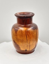 VTG Hand-turned Burl Wood Burlwood Vase Signed 5.5  H, Gorgeous Art D cor Gift