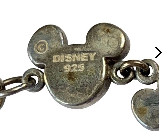 Disney Sterling 925 Silver Inlaid Gemstone Mickey Icon Bracelet 7.5 in - Image 2 of 4