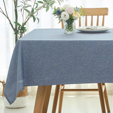 Rectangle Linen Textured Tablecloth Waterproof Spillproof Wrinkle Free Washable