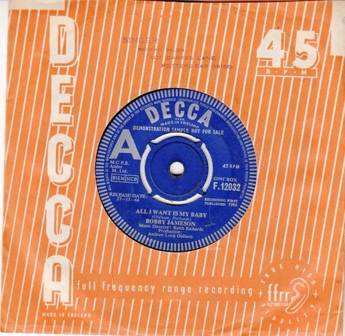 BOBBY JAMESON *ALL I WANT IS MY BABY*1964 UK DECCA PROMO MOD BEAT ROLLING STONES