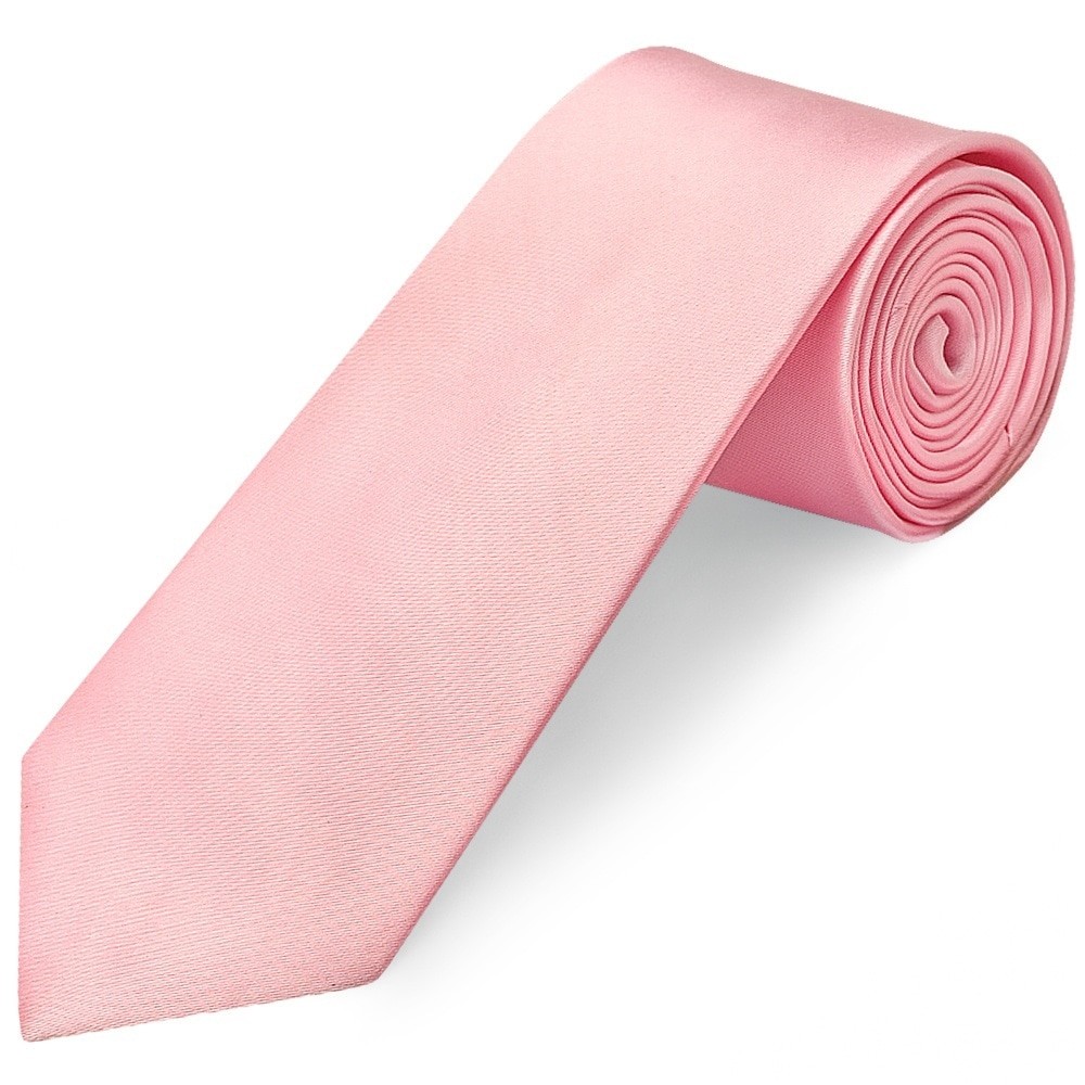 Plain Pink Satin Classic Men's Tie Wedding Christening Formal Prom Regular Tie