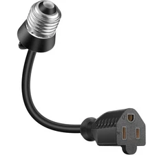Light Socket to Plug Adapter 8.46 Inch Light Bulb E26/E27 Outlet Socket to 3 ...