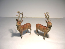 Vintage Two Lead Metal Deer Stags Reindeers Germany  