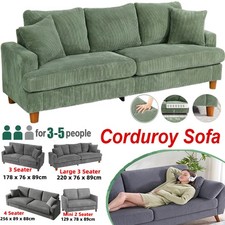 3 4 Seater Corduroy Sofa Modern Sofa Couch Seats Settee with 2 Throw Pillows