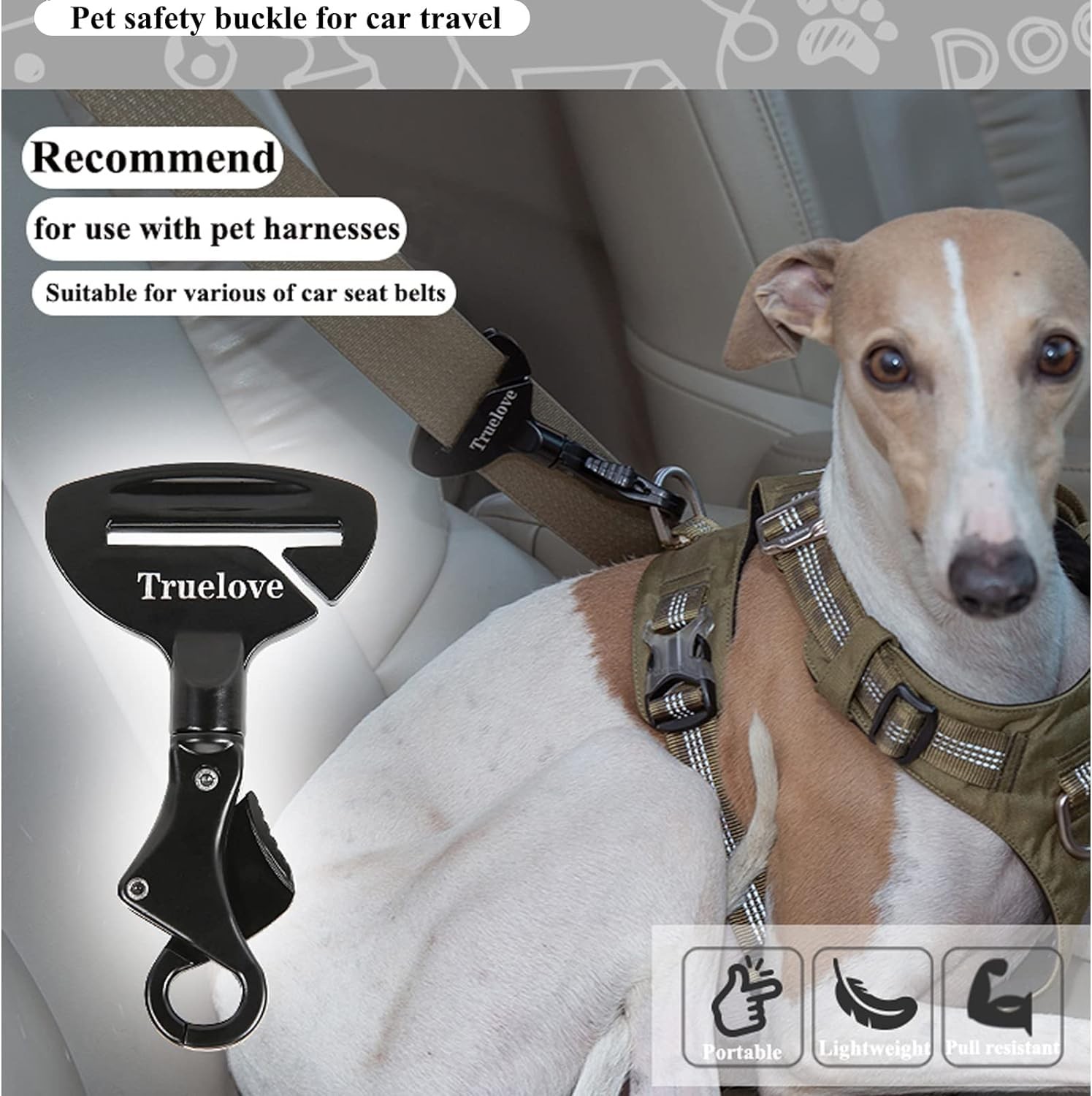 Truelove Vehicle Seat Belt Safety Buckle Lock, Dog Car Restraint, Universal S...