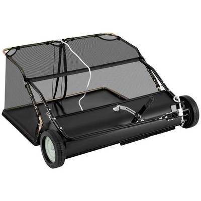 126 cm Schlepp-Rasenkehrmaschine mit Großraumtrichtersack - Schwarz