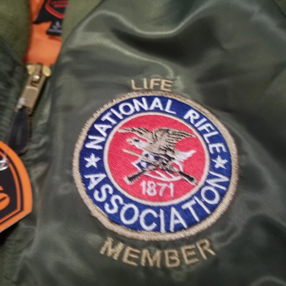 Chaqueta de bombardero de vuelo verde Bravo Series By Burks Bay NRA talla grande nueva con etiquetas para hombre Foto 2 de 4