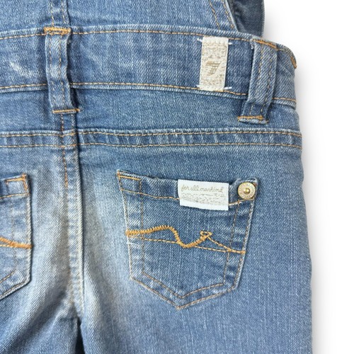 7 For All Mankind Jeans Pantaloncini Bavaglino Salopette Cinghie Regolabili Bambino Ragazza 18M - Foto 7 di 8