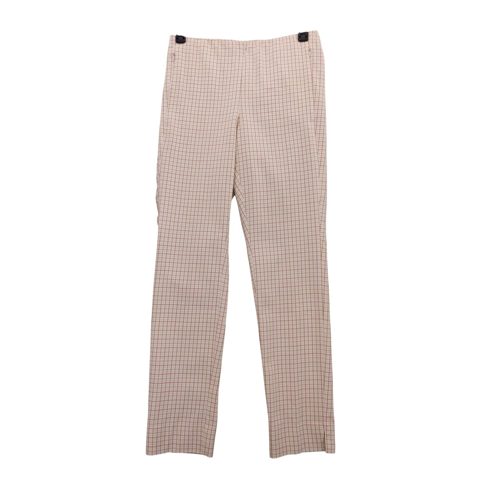 J. Jill Plaid Pants Womens 8 Tall Pink Tan Essential Cotton-Stretch Side Zip