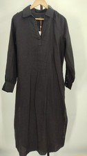 Quince Women 100% European Linen Popover Maxi Dress Black M