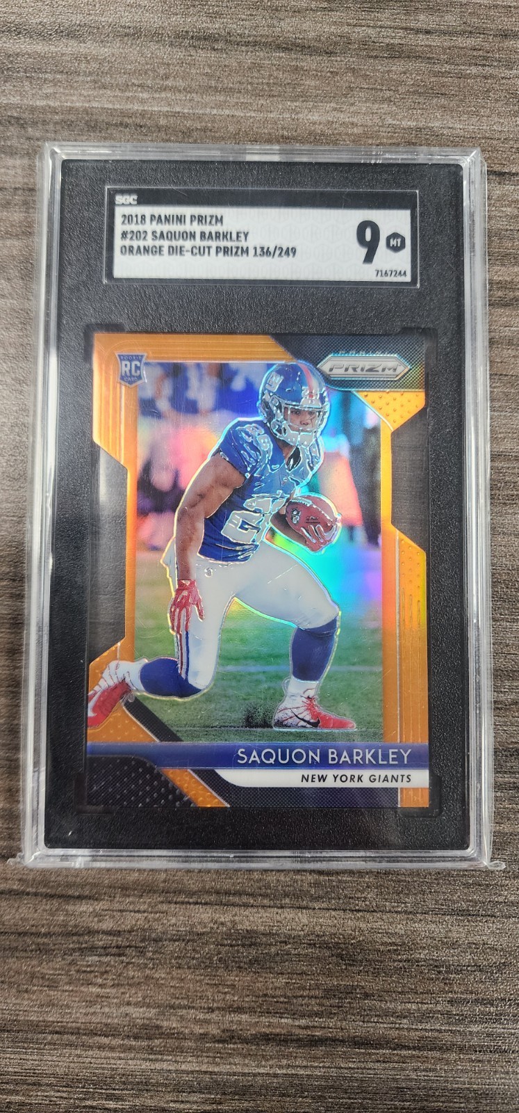 2018 Panini Prizm Saquon Barkley #202 Orange Prizm Rookie /249