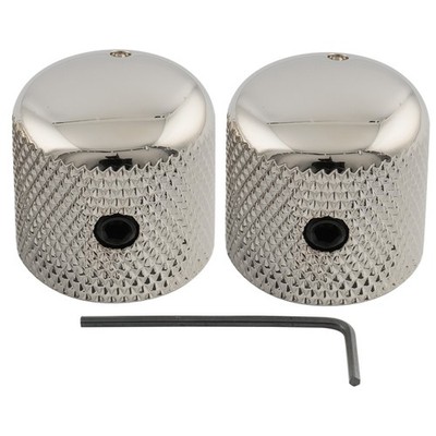 Musiclily Pro 2Pcs Nickel 1/4'' Steel Knurled Dome Universal Guitar Control Knobs