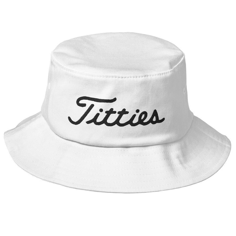 Titties Golf Embroidered Old School Bucket Hat, Golf Gift