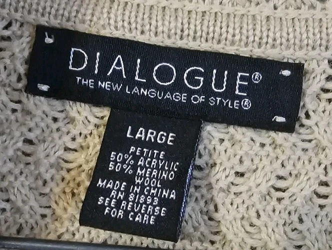 Diálogo Merino Cárdigan Suéter Plumero Talla Pequeña Grande Beige Abrigo QVC Largo Foto 2 de 3