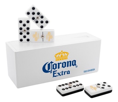 Dominoes Set Corona Extra In White Plastic Case  Domino