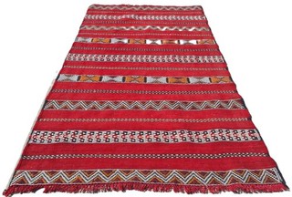 Rare Hand Knotted Vintage Morocco Sumouk Kilim Kilm Wool Area Rug 5.0 x 3.1 Ft