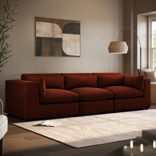 Large Burnt Orange Velvet 4 Seater Sofa - Hudson HSN015