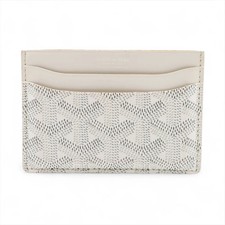 Goyard Herringbone Saint-Sulpice PVC & leather Card Case White