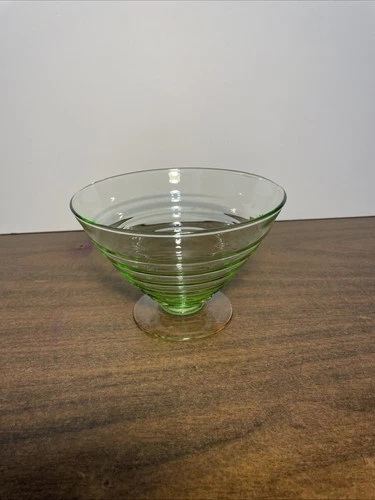 Vintage Tiffin Ring Watermelon Glass Compote Green And Pink