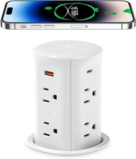 ANNQUAN 3" Pop Up Countertop Outlet 4 USB + 15W Wireless Charger – Used Good
