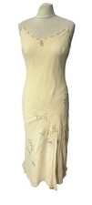 Coast Cream Silk Evening Dress Size 14 Sleeveless Long Lined Women’s 