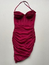 Oh Polly Women's Dress Burgundy Size UK 8