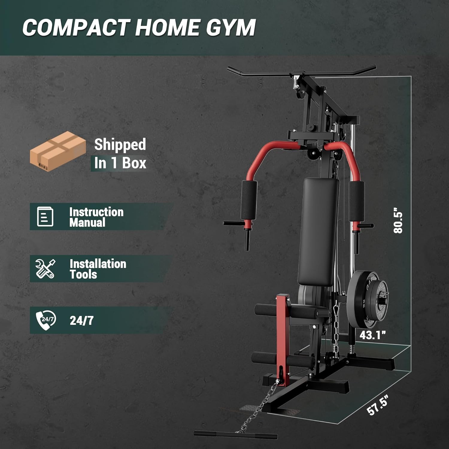 Full Body Home Gym Equipment 300LBS, Multifunctional Strength Training Machine