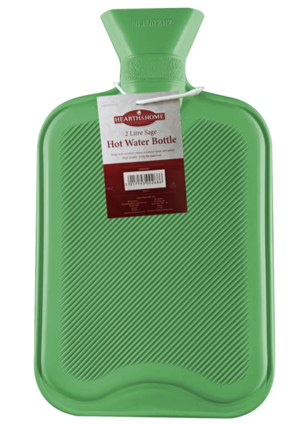 Hearth & Home Hot Water Bottle 2L Rubber Warm Night Sleep Comfort Aches - Green