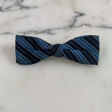 Easter Vintage 1950s Little Boys Clip-On Bow Tie Blue Stripe Mad Men Evergrip Jr