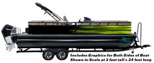 Lime Green Black Shapes Split Wrap Kit Decal Fishing Boat Vinyl Pontoon Fish USA