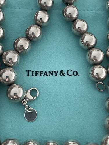 18" Tiffany & Co Sterling Silver 10mm Bead Ball Necklace (F56) - Picture 3 of 5