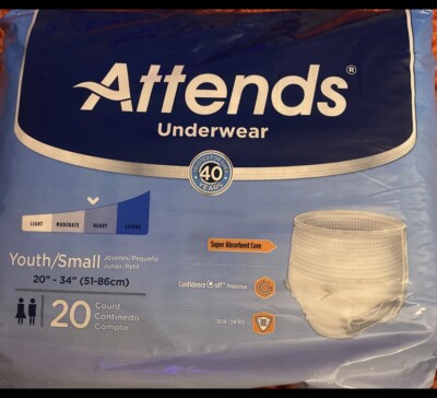 Attends Pull-Up Underwear. Size: Youth-Small. 20Pk.