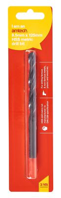 Amtech HSS metrische Bohrer 9,5 mm x 125 mm Blech Kunststoff Holz einflutig