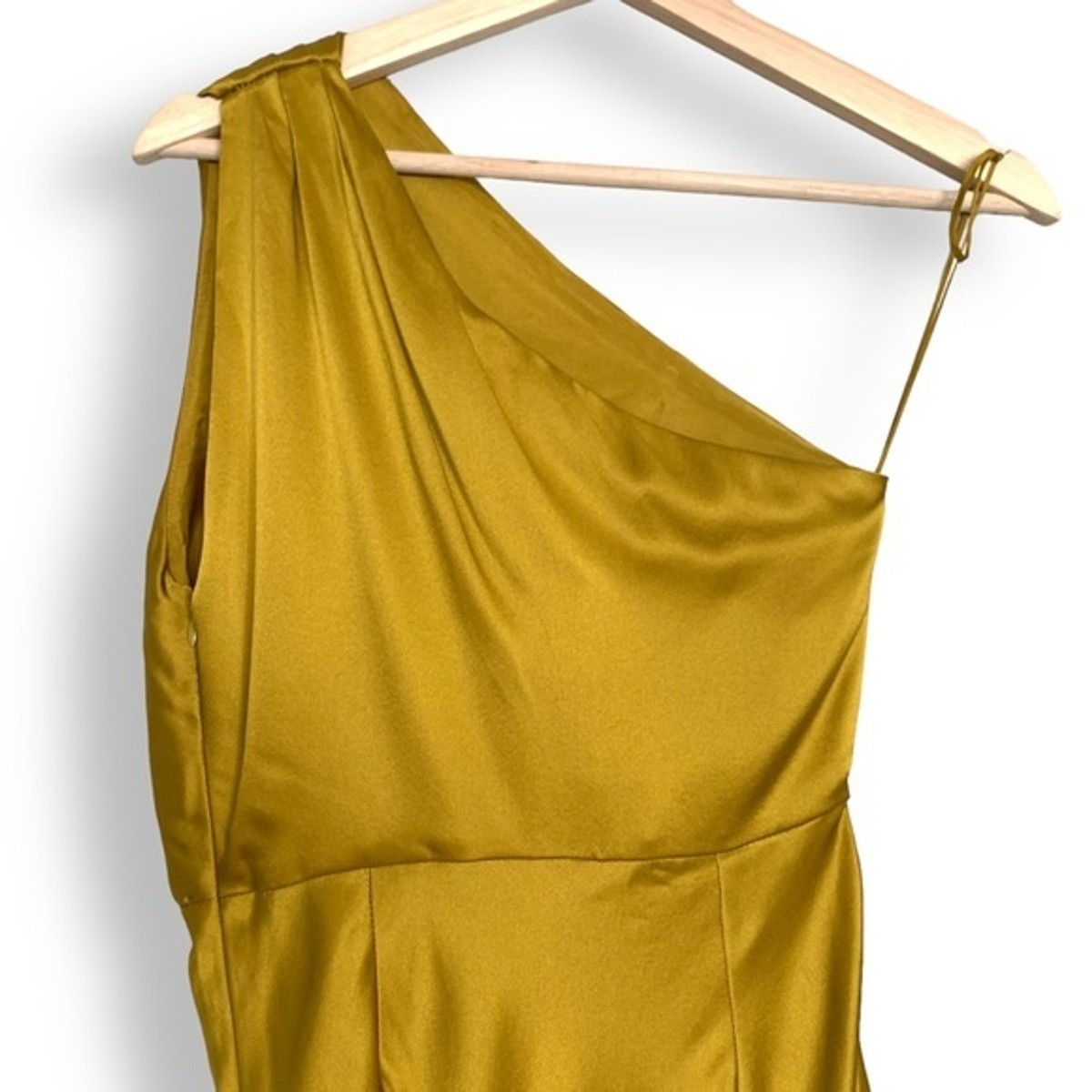 The Sei Silk Dress 0 Gown One Shoulder Formal Gold Ruched