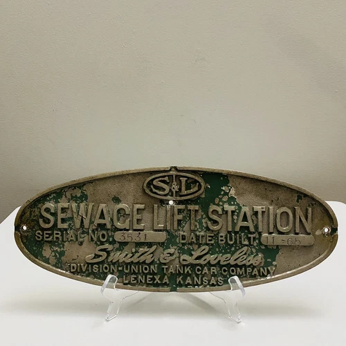 Vintage 1965 S&L Sewage Lift Station Lenexa Kansas 14 3/4" Cast Aluminum Sign