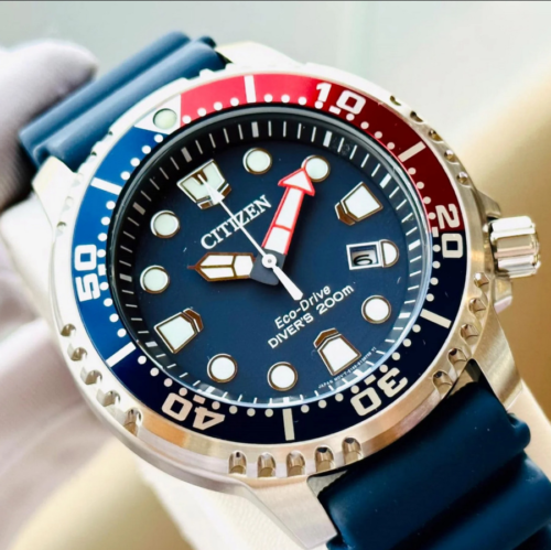 Citizen BN0168-06L Promaster Eco-Drive Diver Men's Watch Silver Tone Blue Dial - Picture 2 of 8
