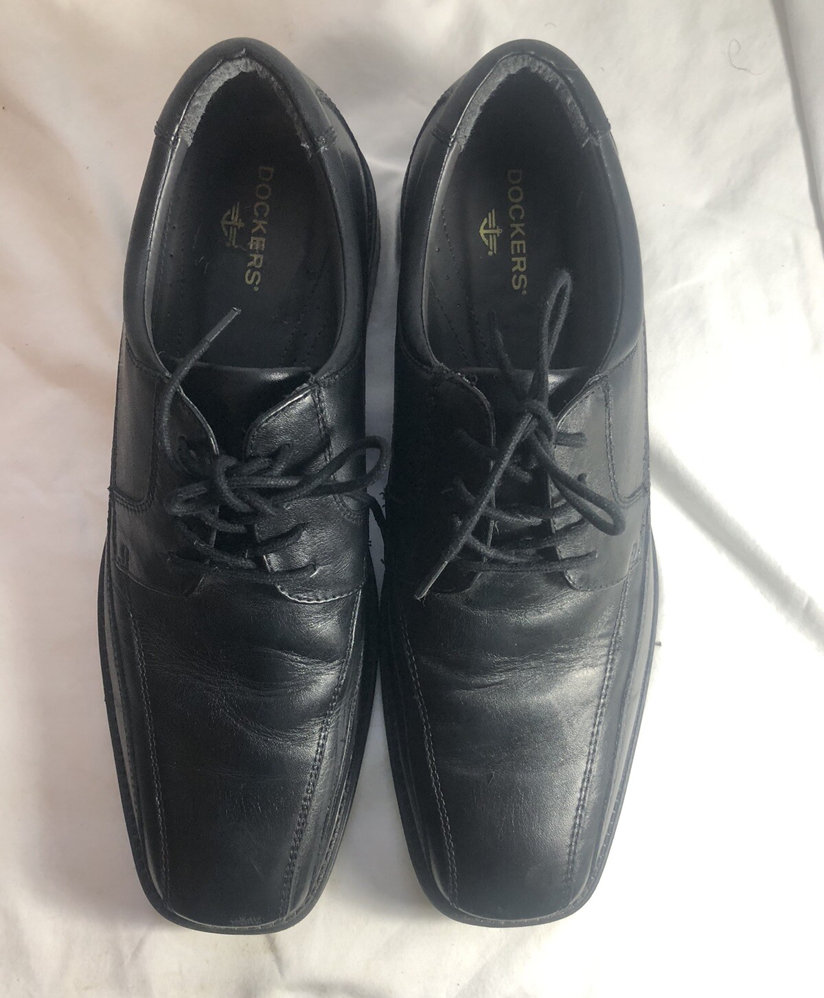 SAOLA Scarpe eleganti Dockers nere in pelle da uomo taglia 11M stringate punta quadrata