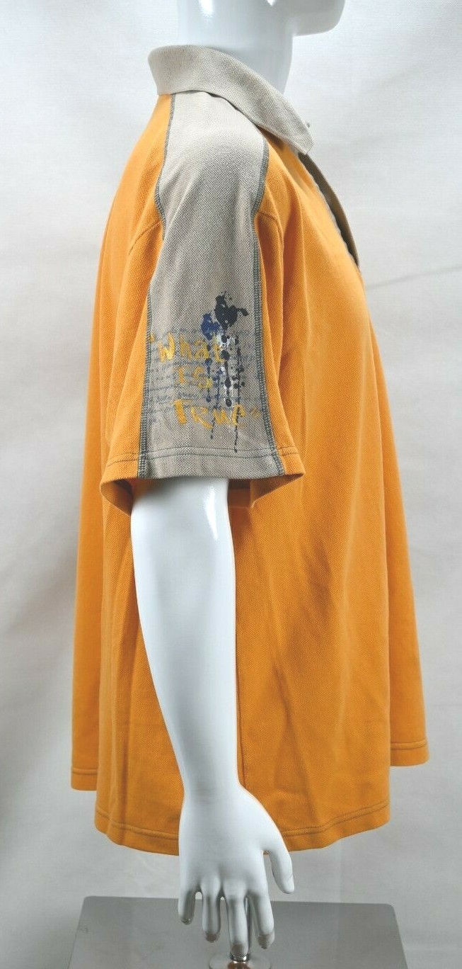Maui & Sons Pullover Short Sleeve Polo Orange & Tan Sleeve Design Size XL image 4