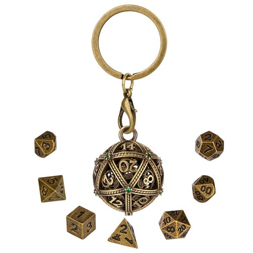 Micro dados de coleccionista RPG de metal 7 piezas con estuche de almacenamiento en forma de bola llavero - Imagen 13 de 16