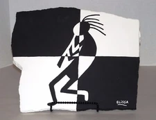 Modern Southwest Kokopelli Pop/Folk Flagstone Black & White Painting By Artist