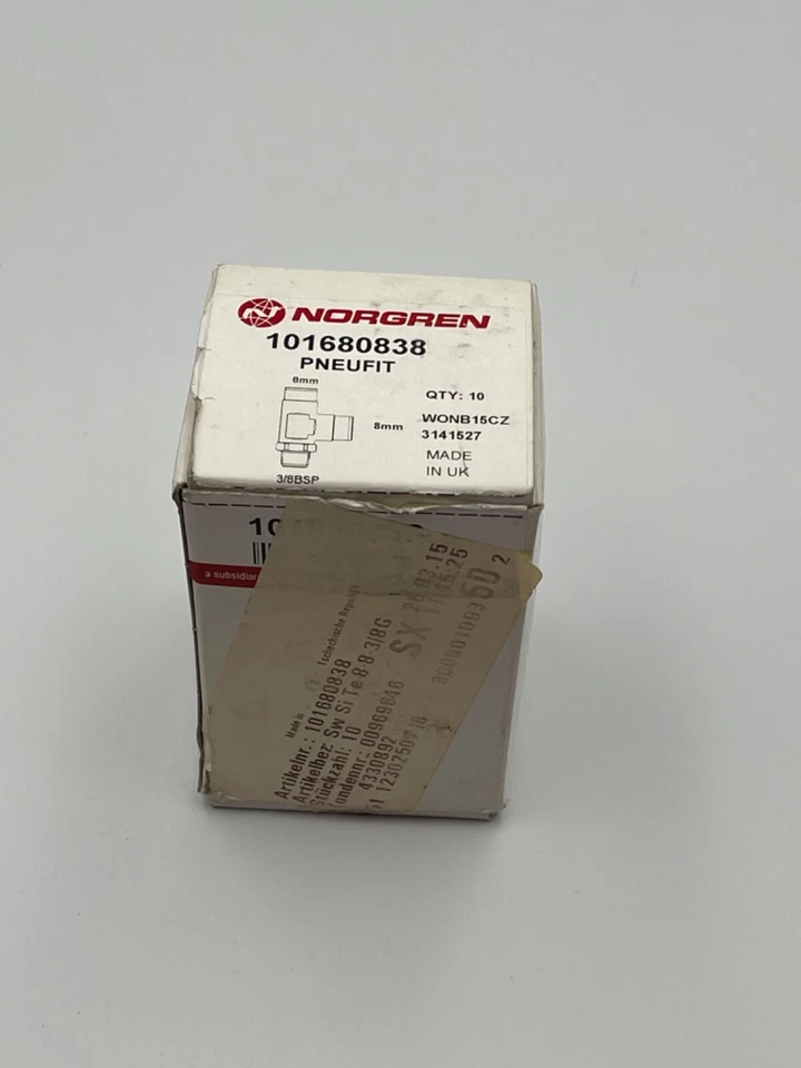 Norgren 8mm Outside Diam, 3/8 BSPT, Nickel Plated Brass Push-to-Connect QTY 10 - Image 2 of 4