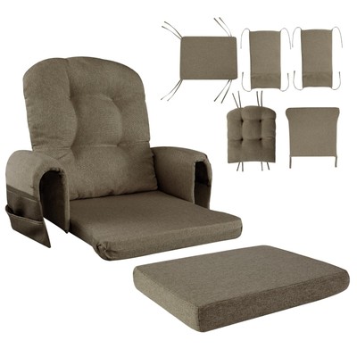 HOMBYS 5 PCS Glider Rocker Replacement Cushions with Storage Side PocketLinen...