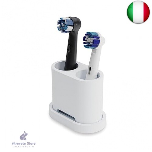 Porta Spazzolini WUY – Supporto Per 2 Testine Elettriche In ABS, Compatto E Riutilizzabile (nero/bianco)