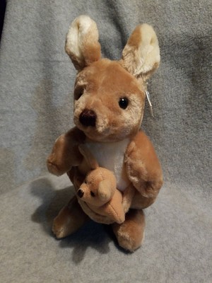 stuffed kangaroo with baby in pouch