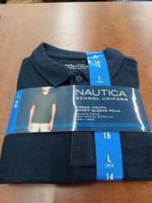 Nautica School Uniform Boys 2 Pack Short Sleeve Navy Blue Size Large 14/16