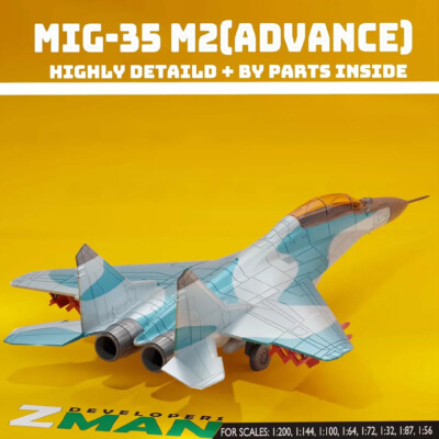 1/144 Russian MiG-35 Super Spur Fighter Jet Unpainted Assembly