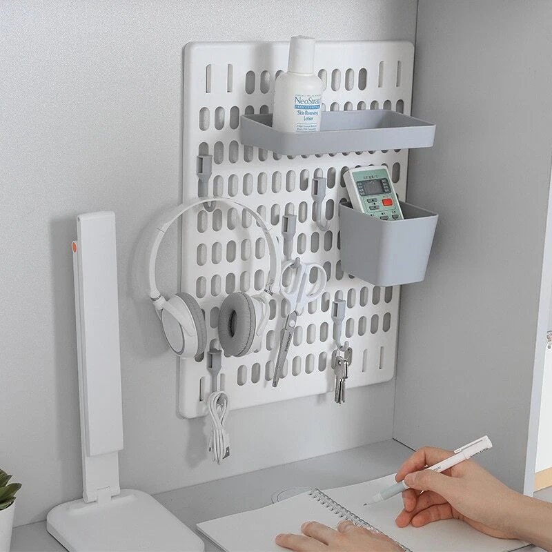 Hole Board Wall Shelf Hooks Self-adhesive Storage Rack Desk